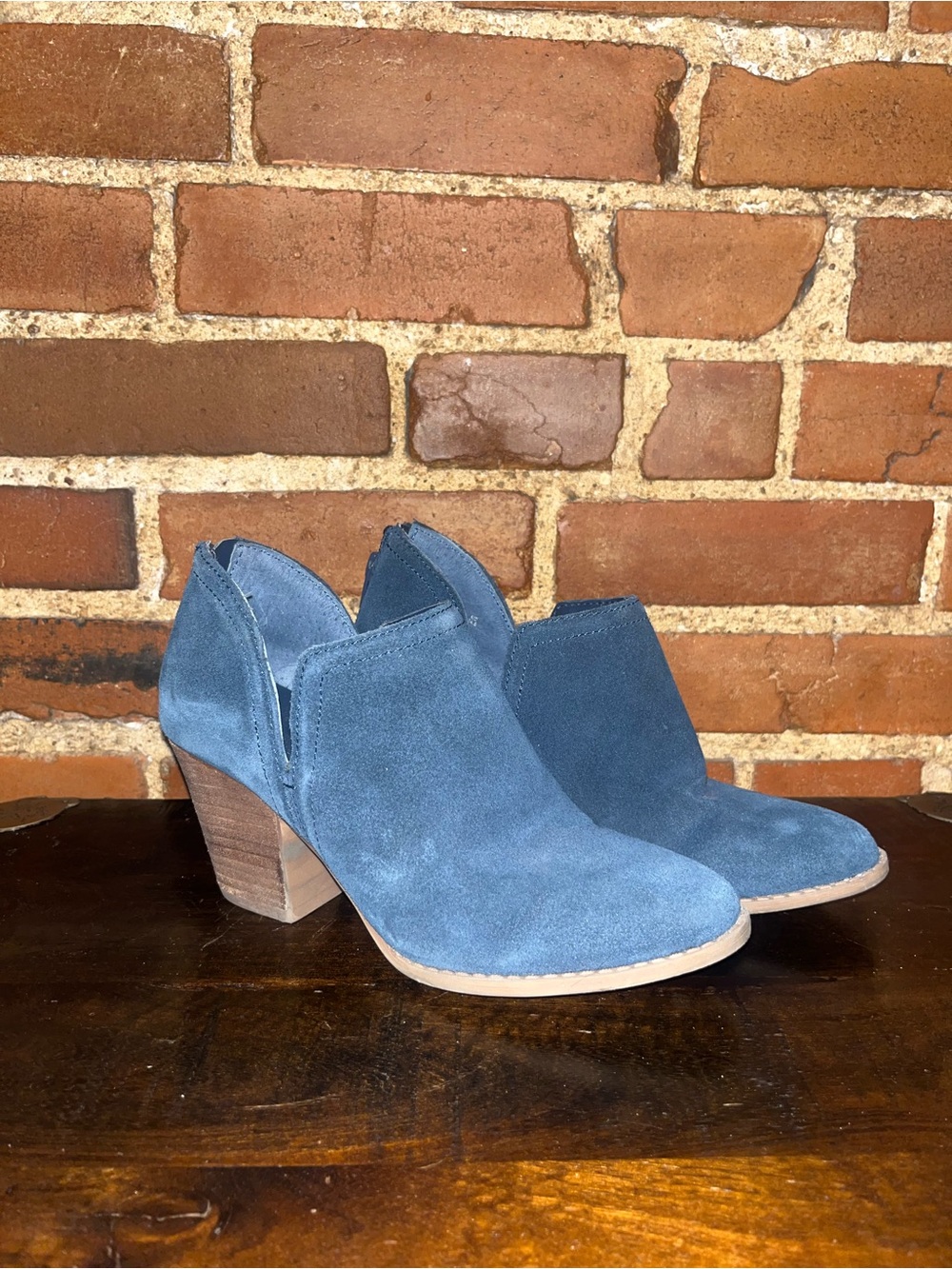 Carlos by Carlos Santana Steel Blue Suede Cutout Ankle Booties